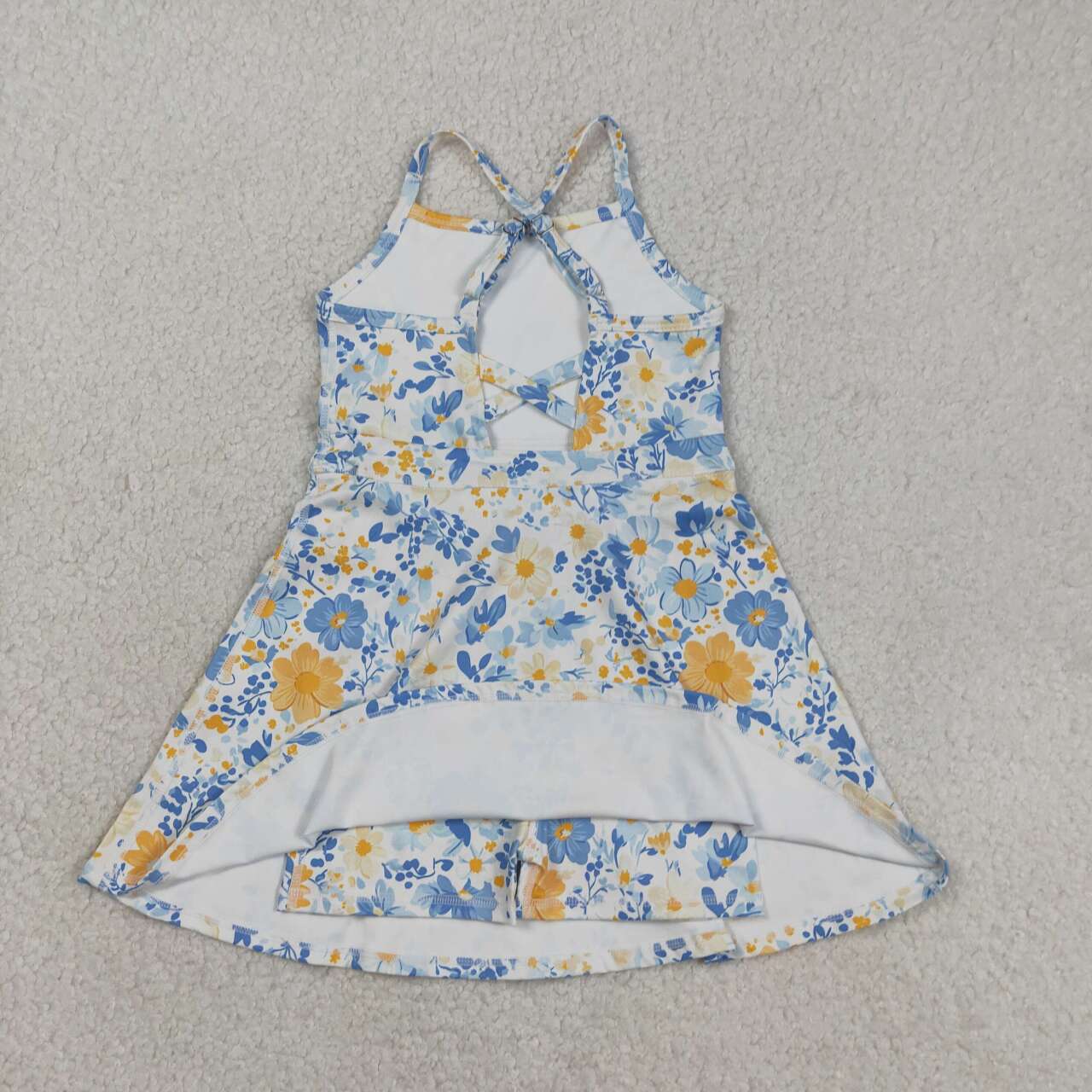 Girls Floral Halter Active Dress with Built-in Shorts - Toddler Summer Sporty Skort