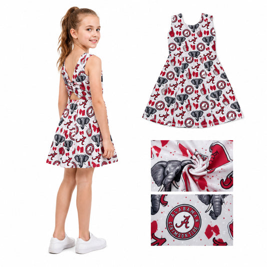 GSD3582 Teams Alabama Bows Print Girls Summer Yoga Dress