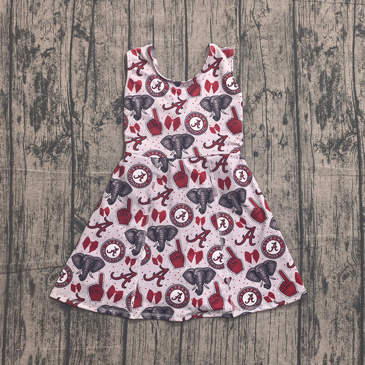 Preorder GSD3582 Teams Alabama Bows Print Girls Summer Yoga Dress