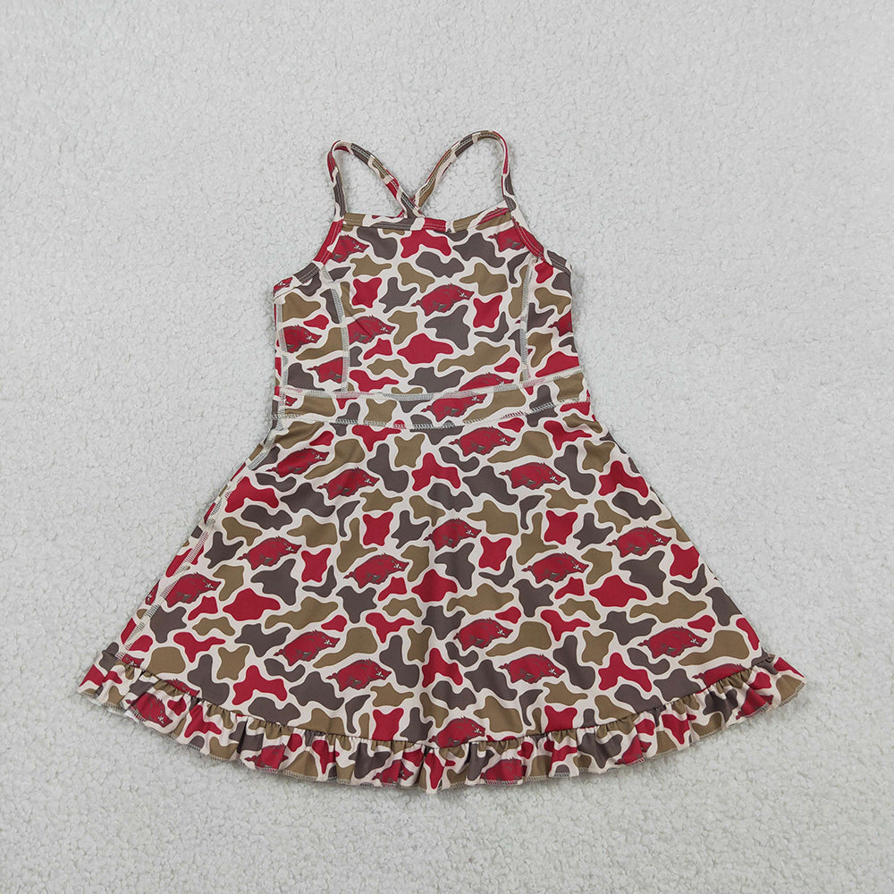 12 Colors Team Camouflage & Leopard Girls Strap Yoga Dress Sisters Wear