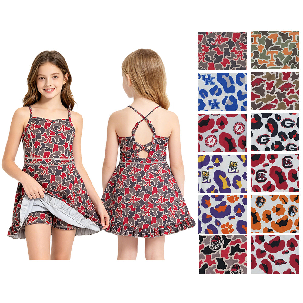 12 Colors Team Camouflage & Leopard Girls Strap Yoga Dress Sisters Wear
