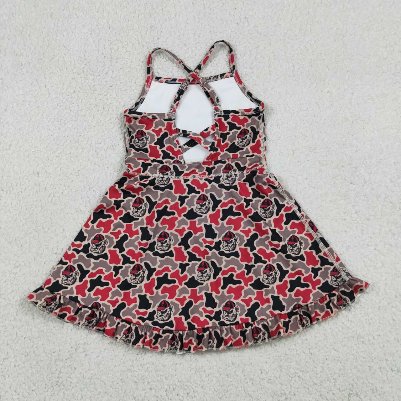 Sibling Baby Girls Georgia Camo  Team Polo Shirt Top Yoga Active Strap Knee Length Dress（副本）