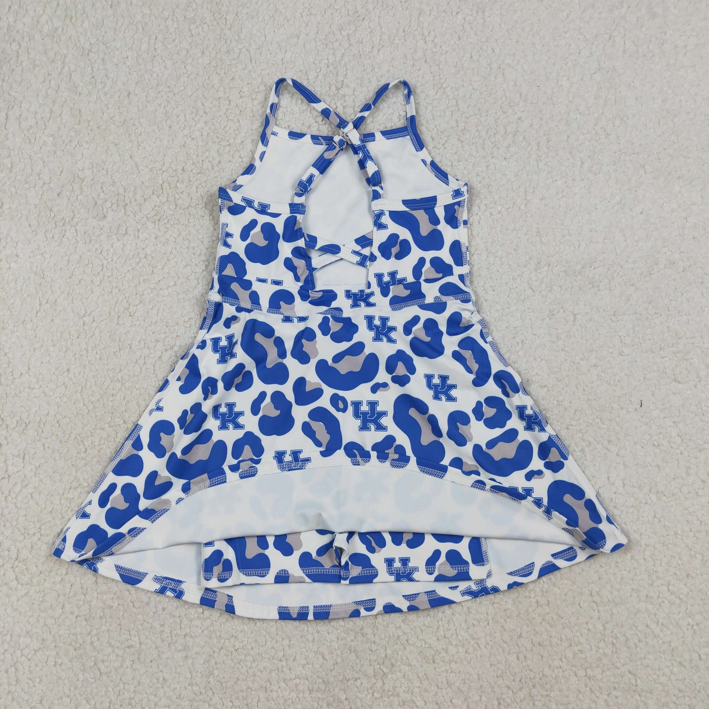 GSD3630 Teams Kentucky Leopard Print Girls Summer Strap Shorts Ruffle Knee Length Yoga Dress