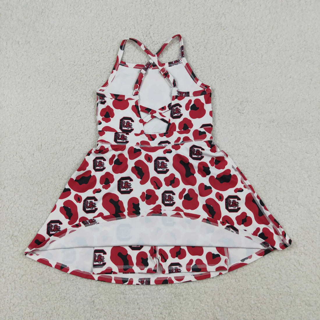 10 Colors Sibling Baby Girls Strap Leopard Team Yoga Active Short Team Knee Length Dresses
