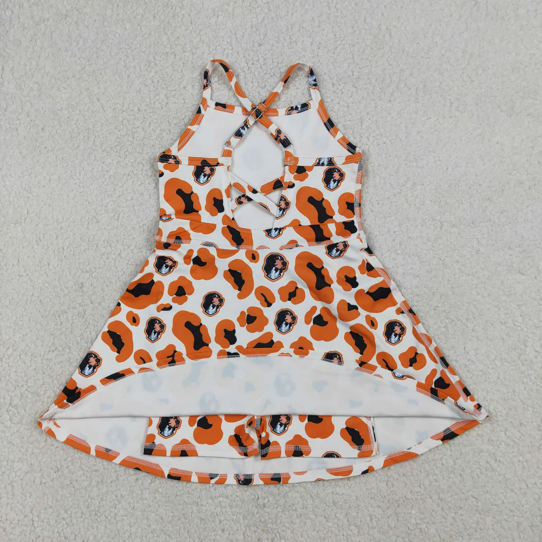 10 Colors Sibling Baby Girls Strap Leopard Team Yoga Active Short Team Knee Length Dresses