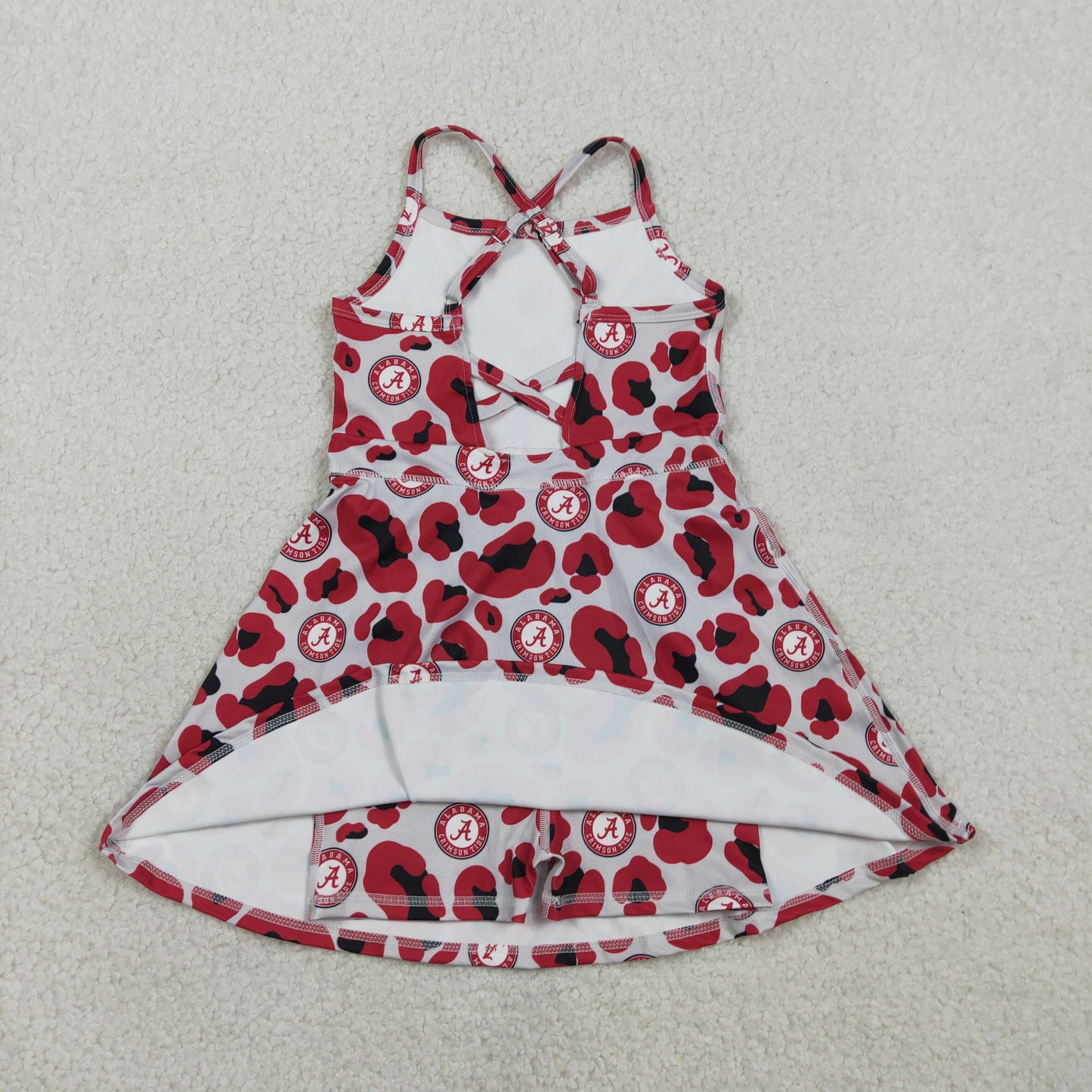 Sibling Baby Girls Strap Leopard Team Yoga Active Short Team Knee Length Dresses