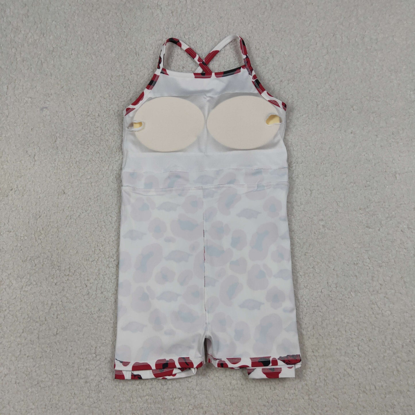 GSD3636  Teams Arkansas Leopard Print Girls Summer Strap Shorts Ruffle Knee Length Yoga Dress