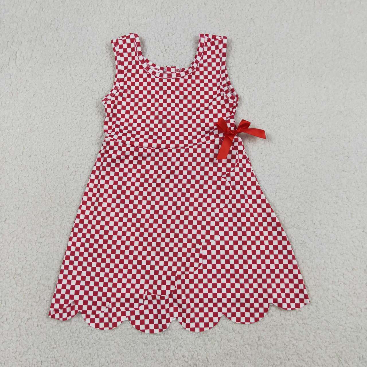 4 Colors Plaid Print Baby Girls Sleeveless Scallop Edge Shorts Yoga Dress Sisters Wear