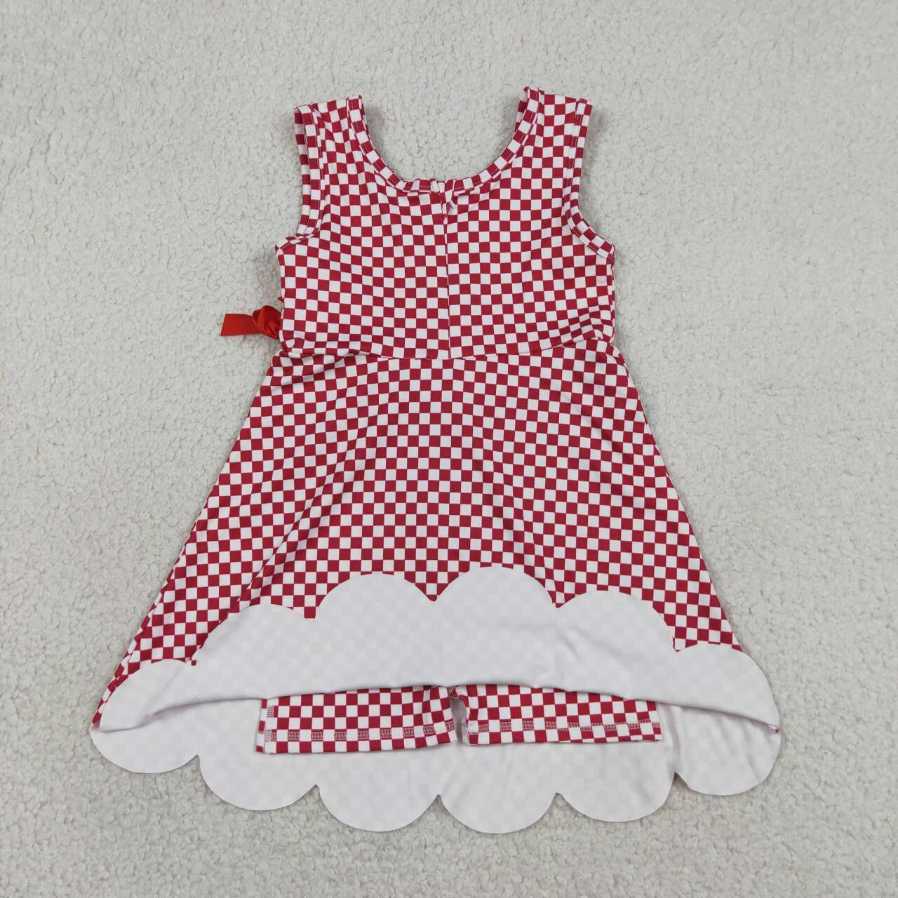 4 Colors Plaid Print Baby Girls Sleeveless Scallop Edge Shorts Yoga Dress Sisters Wear