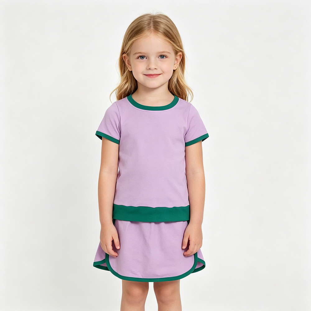 Pink Top Skirts Shorts Girls Summer Cotton Clothes Set