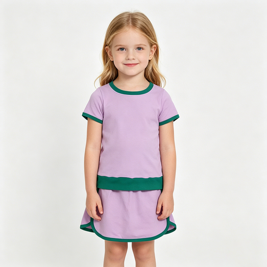 Pink Top Skirts Shorts Girls Summer Cotton Clothes Set