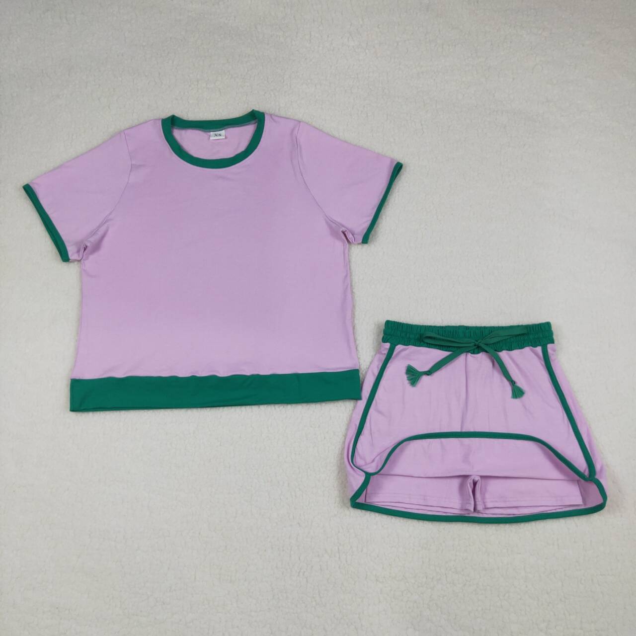 GSD3675 Pink Top Skirts Shorts Woman Summer Cotton Clothes Set
