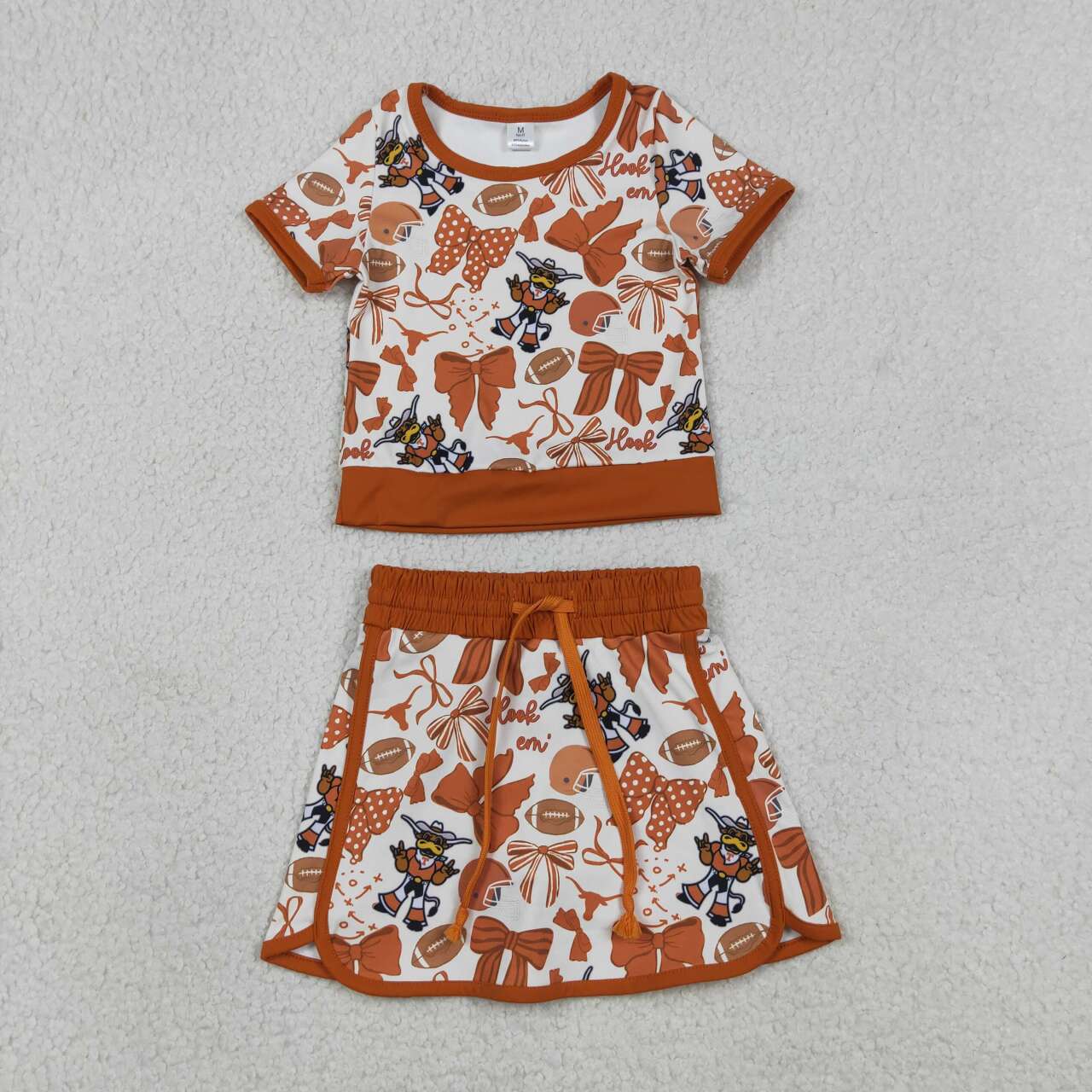 Sisters Football Teams Bows Tee & Skirts Shorts Yoga Sets Baby Girls Active Wear