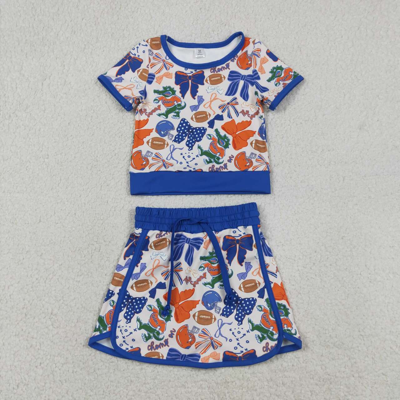 Sisters Football Teams Bows Tee & Skirts Shorts Yoga Sets Baby Girls Active Wear