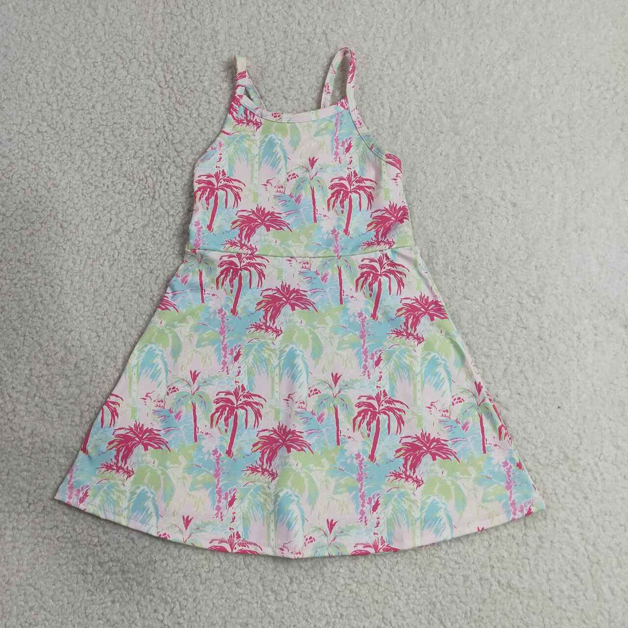GSD3708 Coconut Tree Baby Girls Active Strap Yoga Dress