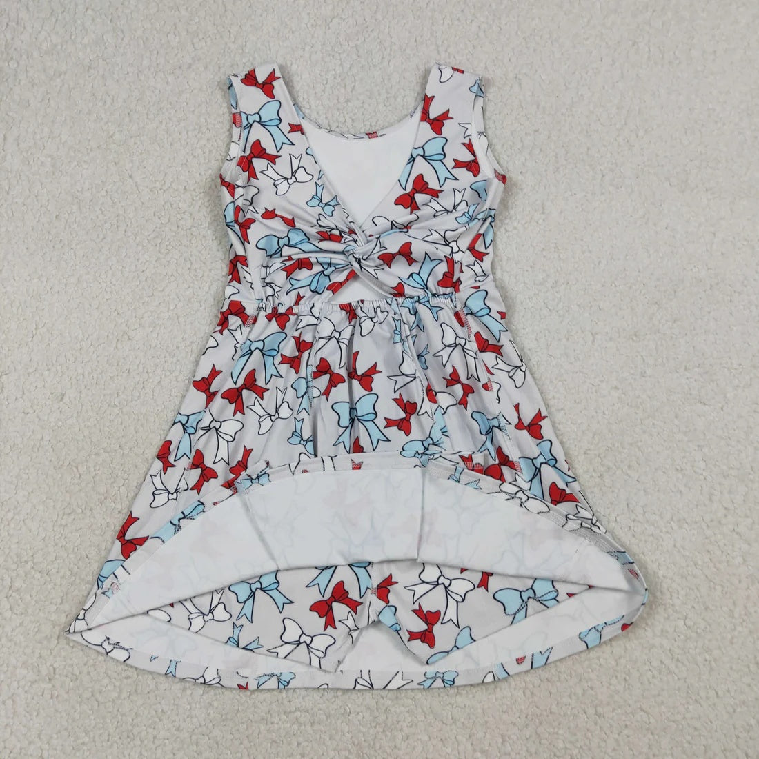 Sibling Baby Girls July 4th Bow Print Sleeveless Active Dress