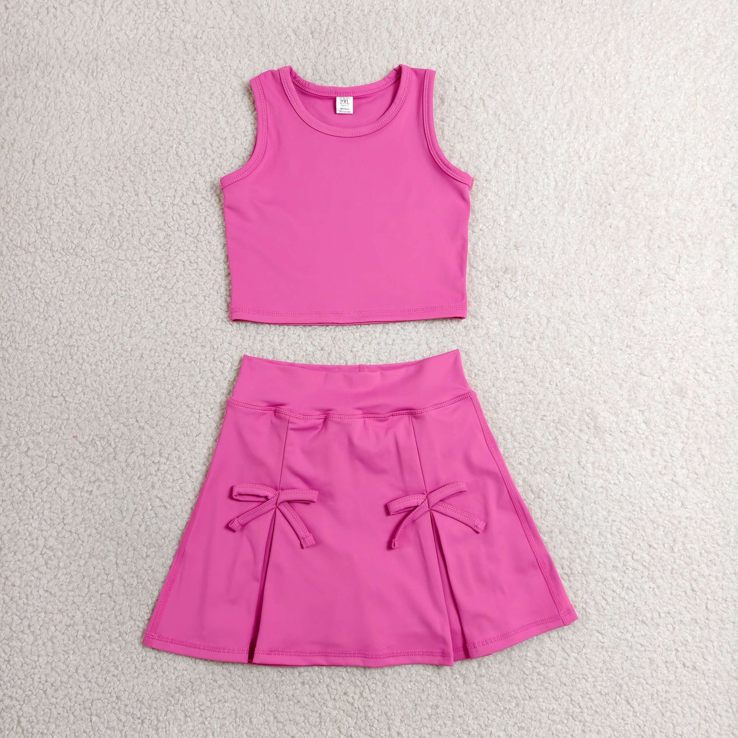 Sibling Baby Girls Solid Color Sleeveless Vest Top With Shorts Yoga Active Outfit