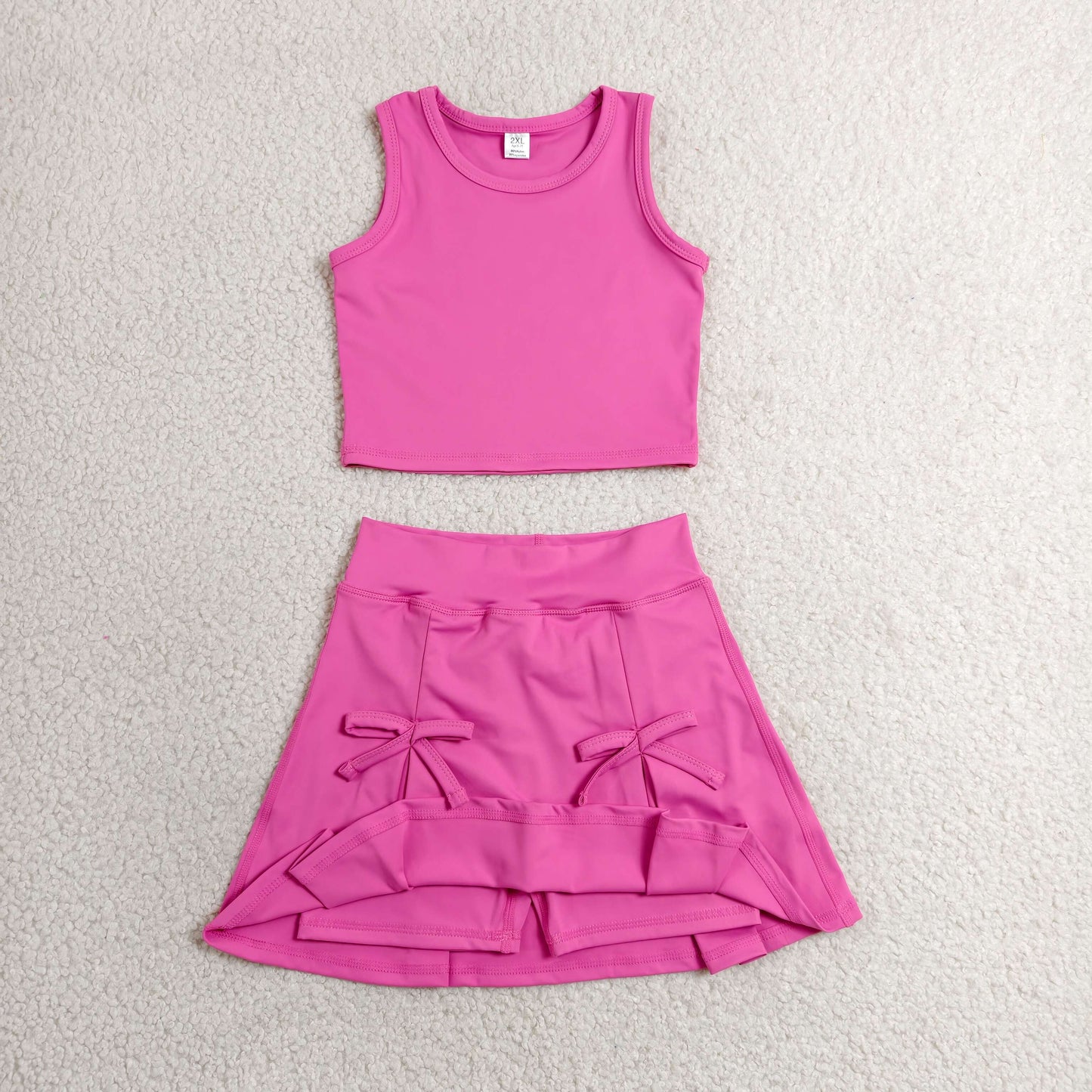 Sibling Baby Girls Solid Color Sleeveless Vest Top With Shorts Yoga Active Outfit