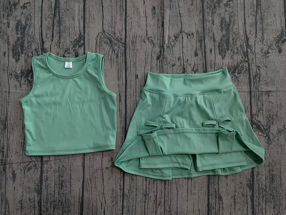 Toddler Girls Green 2-Piece Set | Sleeveless Top & Skirt Active Outfit Preorder