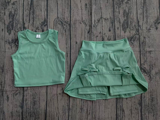 Toddler Girls Green 2-Piece Set | Sleeveless Top & Skirt Active Outfit Preorder