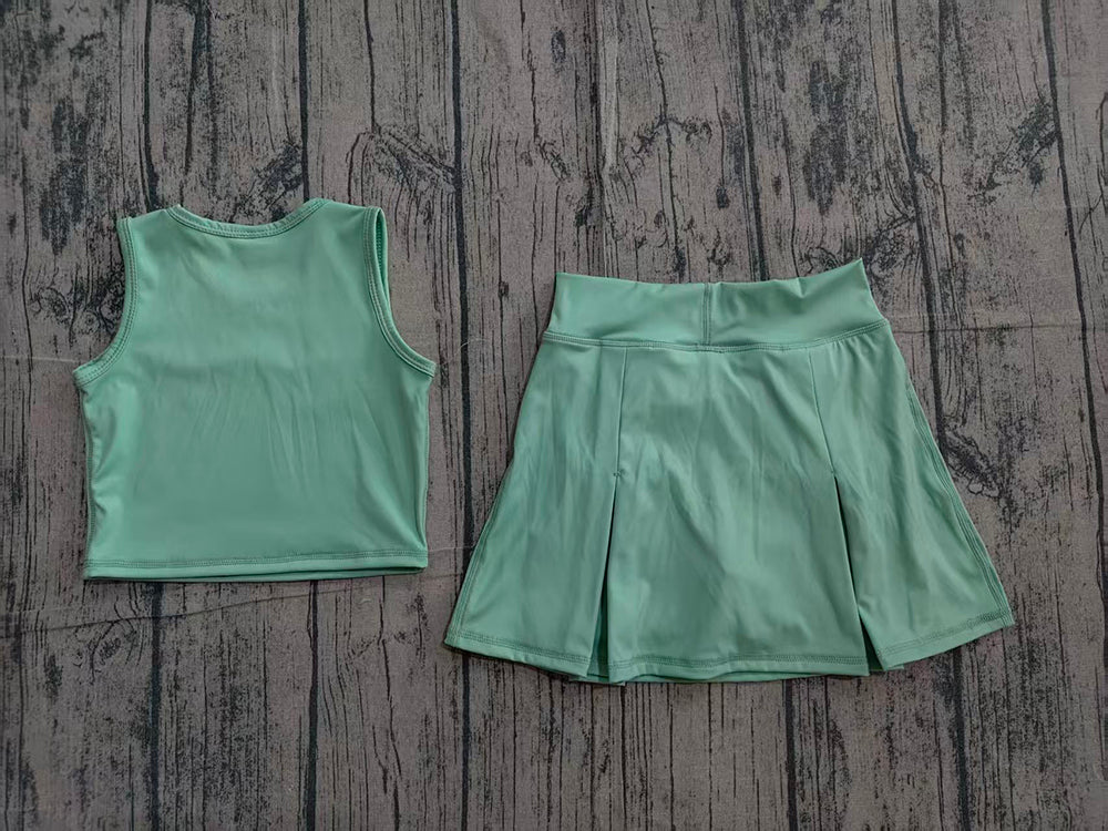 Toddler Girls Green 2-Piece Set | Sleeveless Top & Skirt Active Outfit Preorder