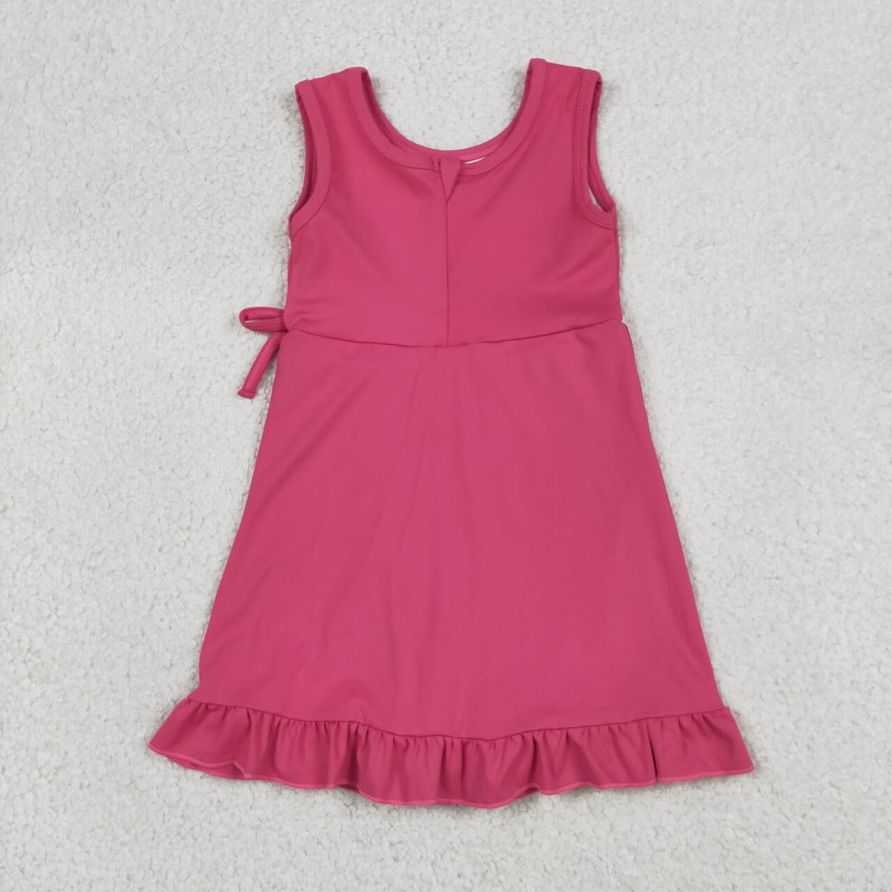 GSD3766 Hot Pink Girls Ruffle Yoga Sleeveless Zipper Dress