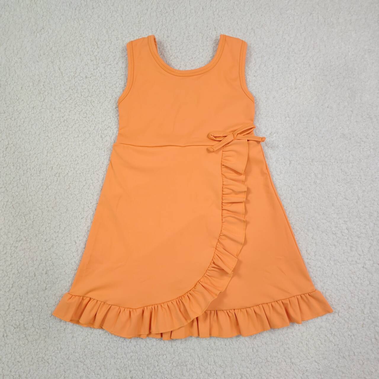 Sibling Baby Girls Solid Color Sleeveless Active Dress With Shorts Under