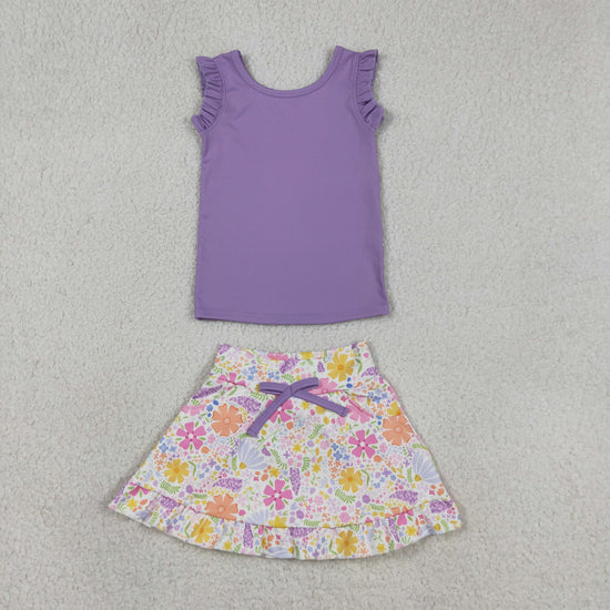 Sibling Baby Girls Sleeveless Vest Top Flowers Shirt Shorts Yoga Active Clothes Sets