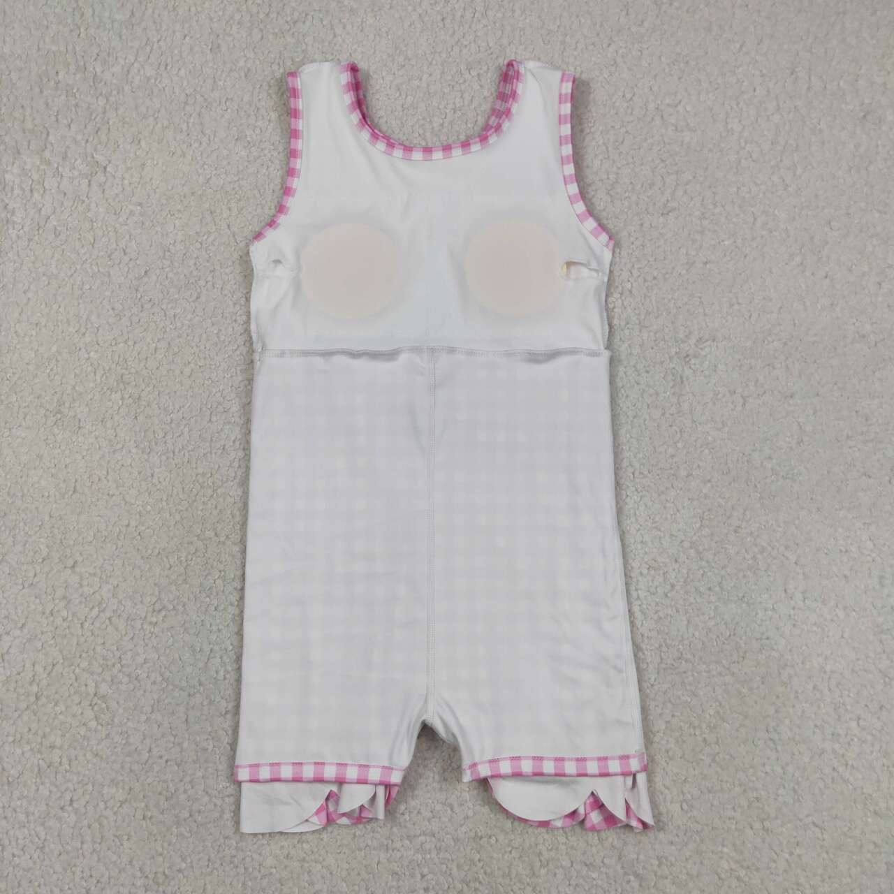 Baby Girls Pink Gingham Sleeveless Ruffle Zipper Scallop Active Dress