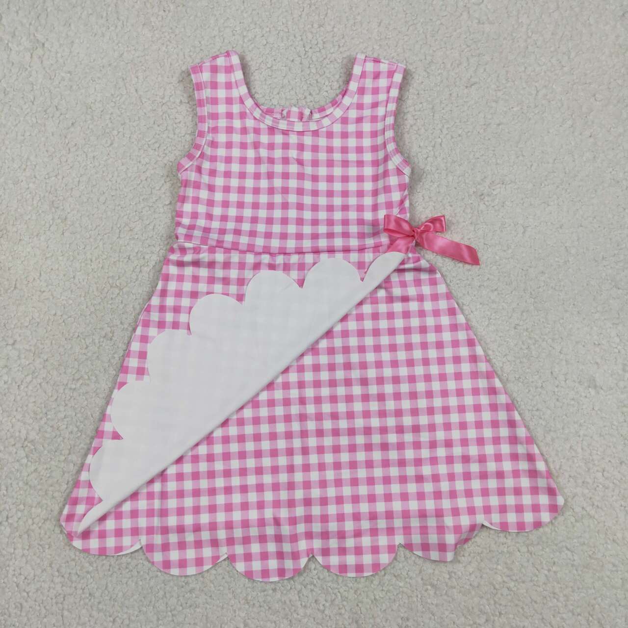 4 Colors Plaid Print Baby Girls Sleeveless Scallop Edge Shorts Yoga Dress Sisters Wear