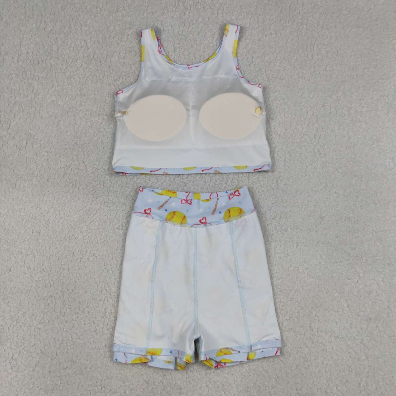 Softball Bows Stars Tank Top Skirts Shorts Girls Summer Yoga Clothes Set