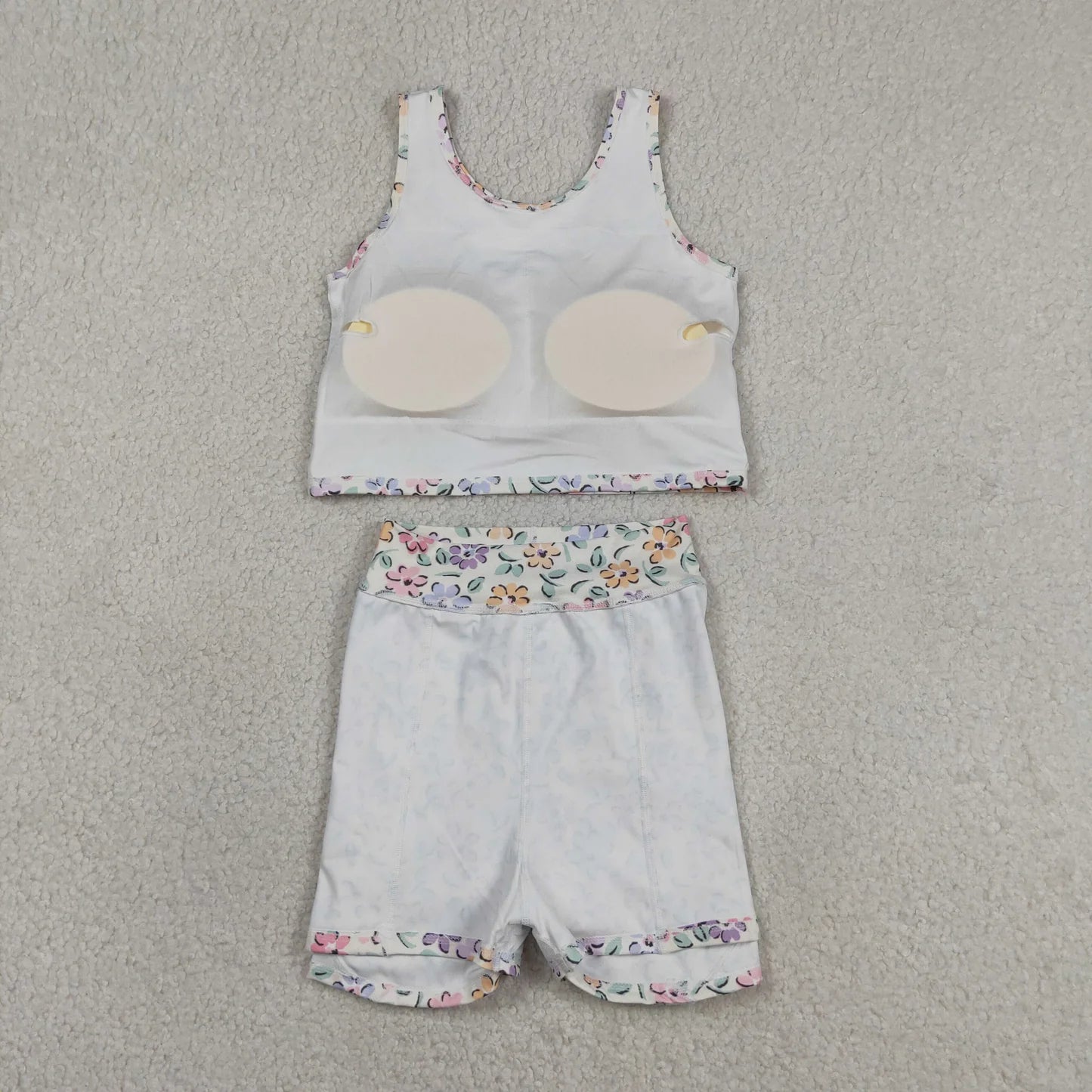 Sibling Baby Girls Sleeveless Colorful Flowers Vest Skirt Shorts Yoga Active Clothes Sets