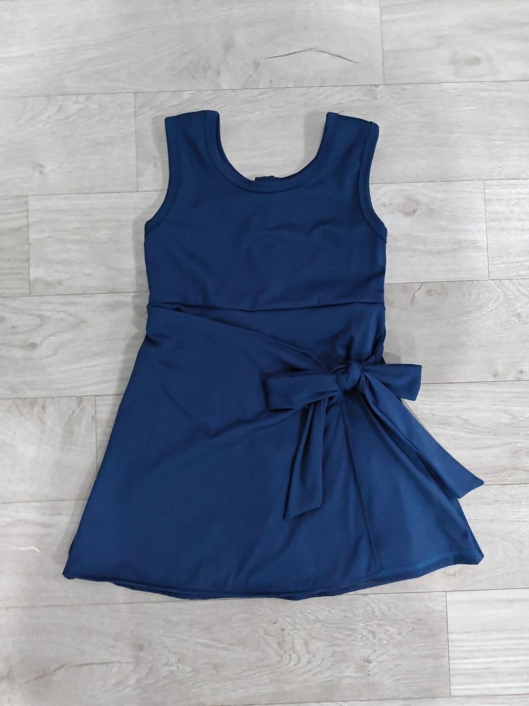 7.2 Preorder Girls Navy Sleeveless Active Dress With Bow