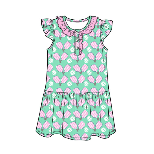 3.14 GSD3927 Preorder Tennis Print Girls Summer Knee Length Dress