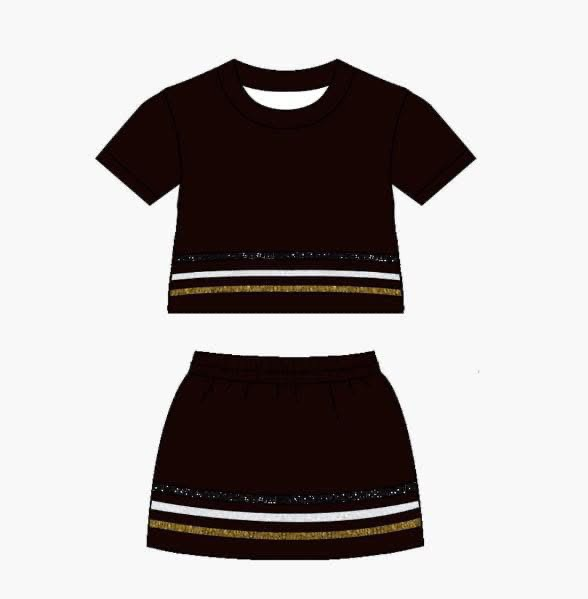 3.16 GSD3943 Preorder Black Cotton Skirts Girls Summer Clothes Set