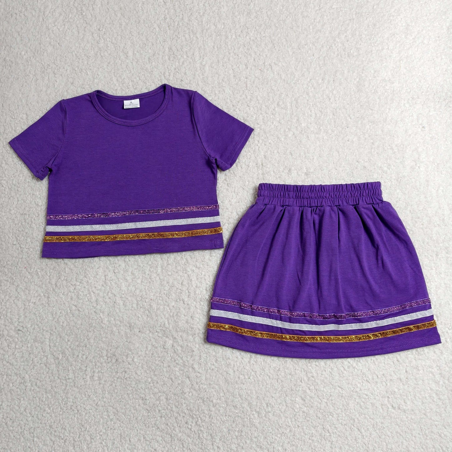 Sibling Baby Girls Solid Color Short Sleeve Top with Skort Sport Outfit