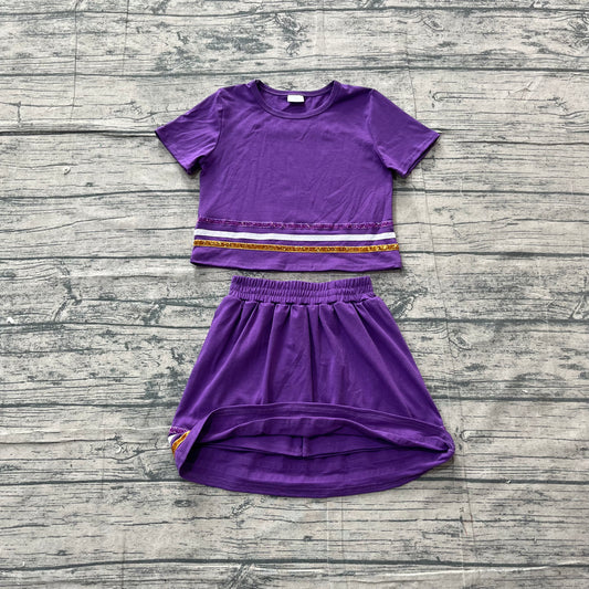 3.16 GSD3944 Preorder Purple Cotton Skirts Girls Summer Clothes Set
