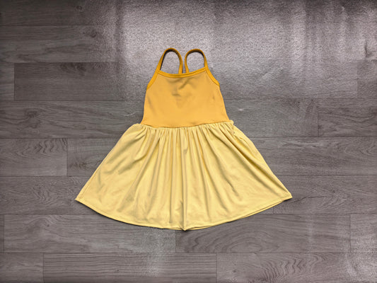 3.21 GSD3982 Preorder Yellow Cartoon Princess Strap Tulle Yoga Knee Length Dress