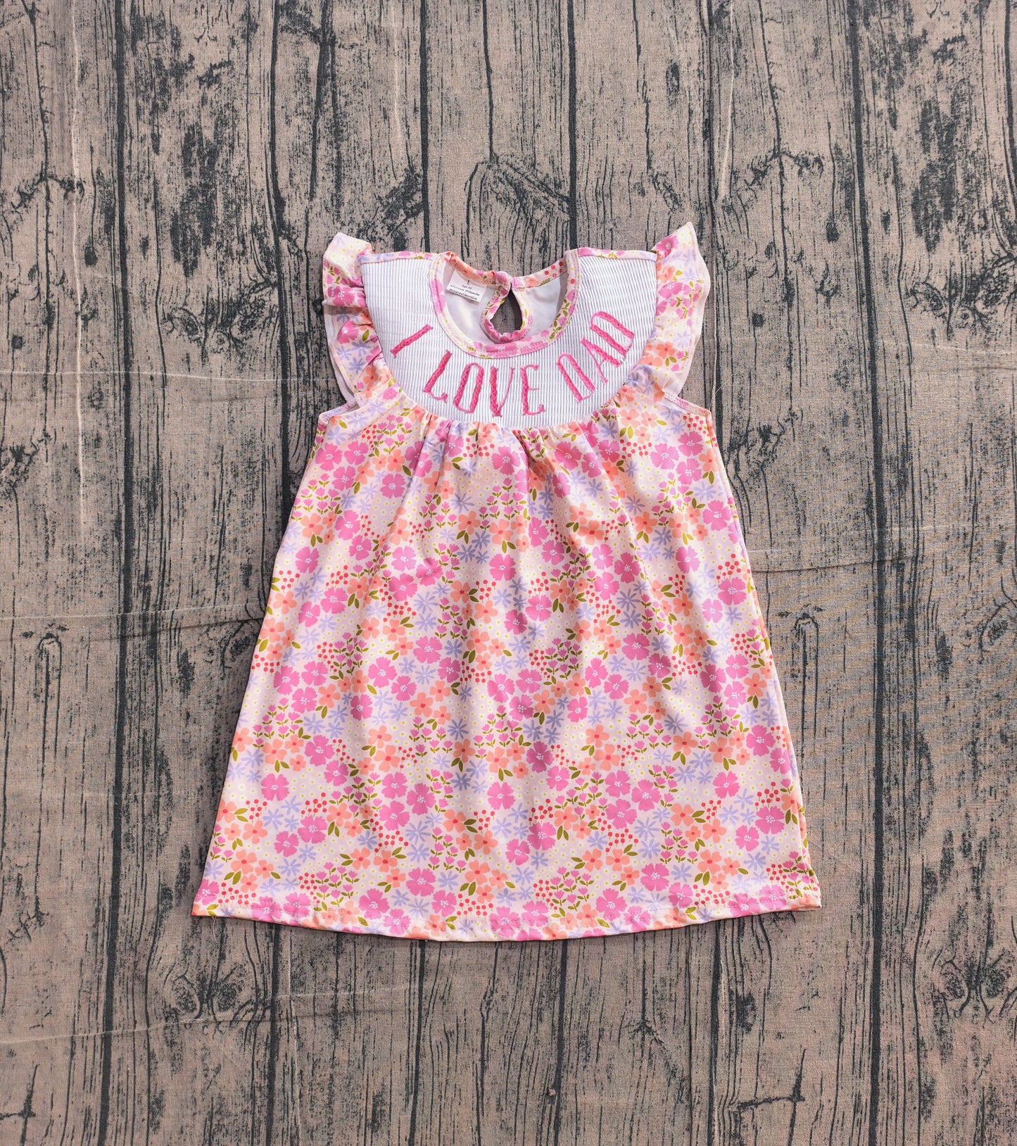I Love Dad Pink Floral Baby Girls Dress  Preorder