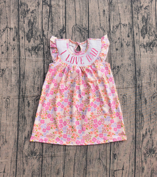 I Love Dad Pink Floral Baby Girls Dress  Preorder