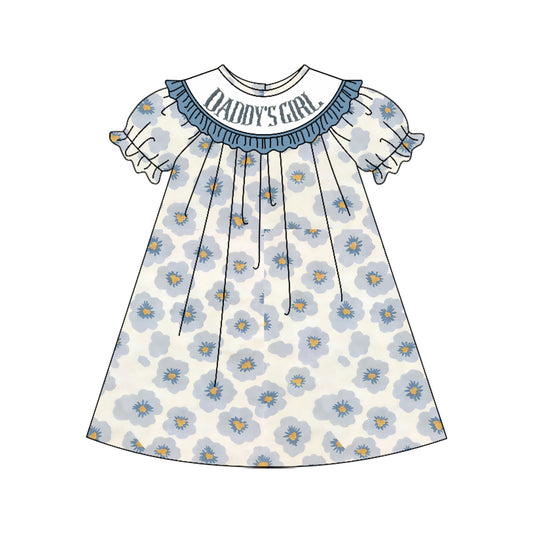 3.23 Daddy's Girl Blue Flowers Short Sleeve Dress Preorder