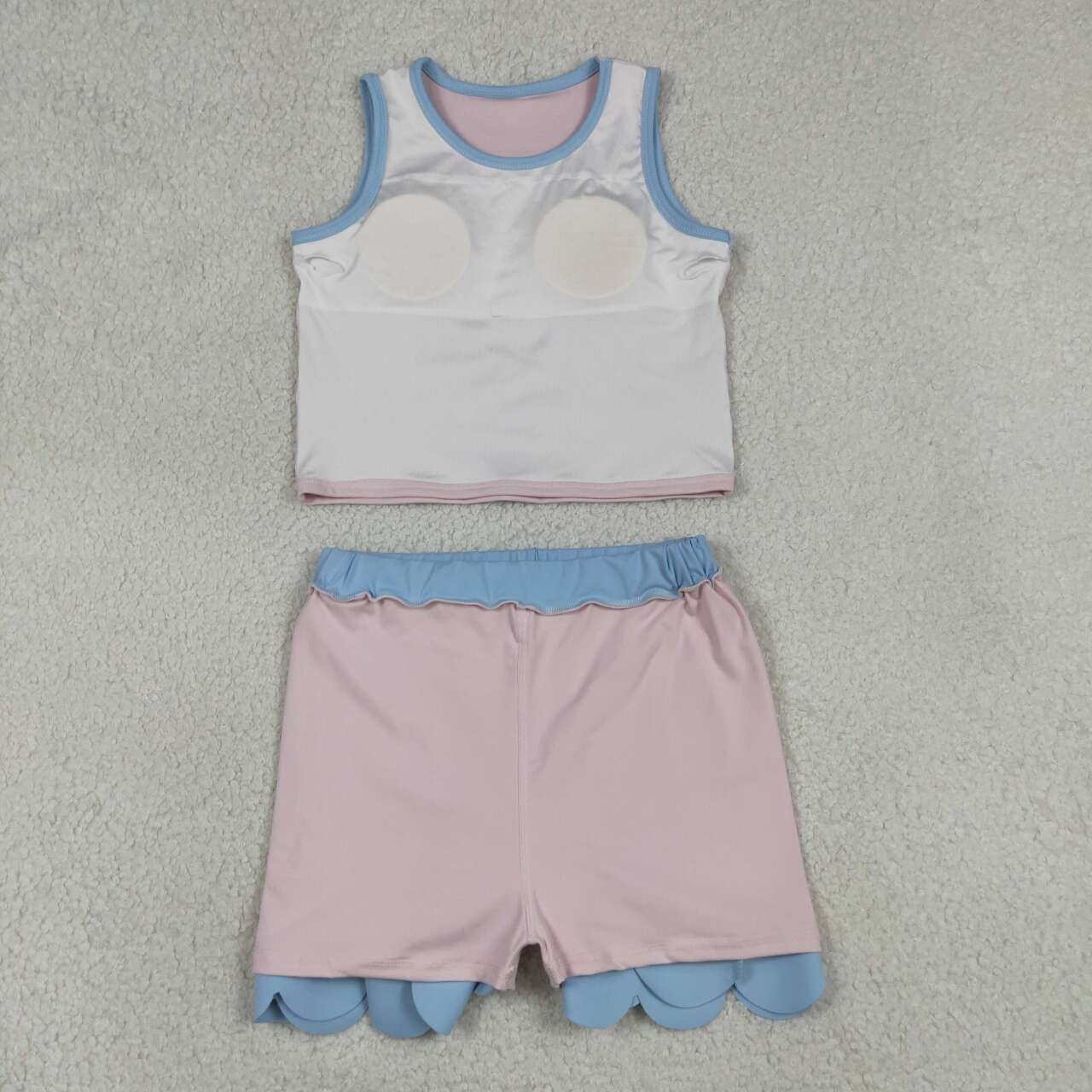 GSD4010 Pink & Blue Tank Top Scallop Edge Skort Girls Active Outfits