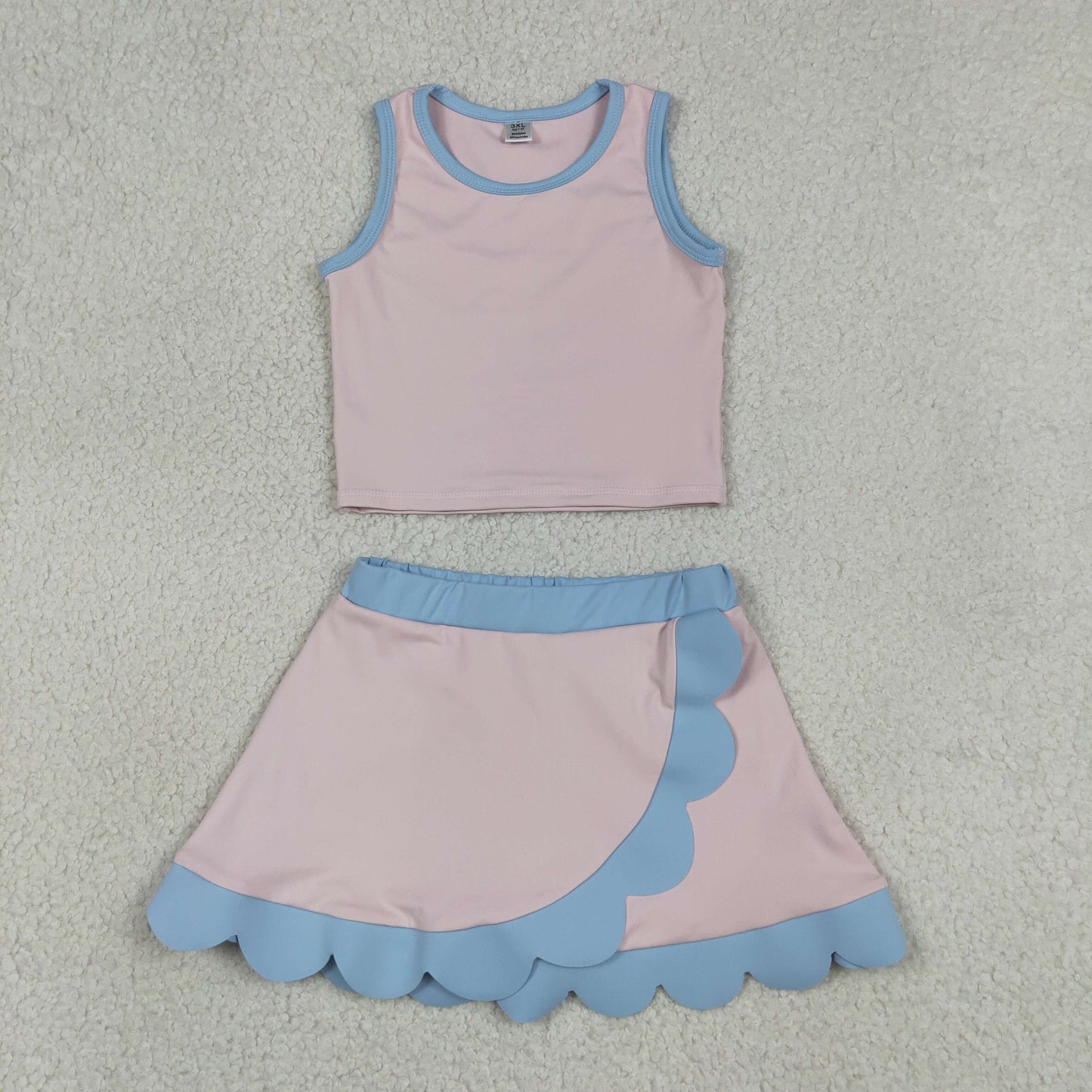 Sibling Baby Girls Sleeveless Tank With Scallop Skort Active Outfit