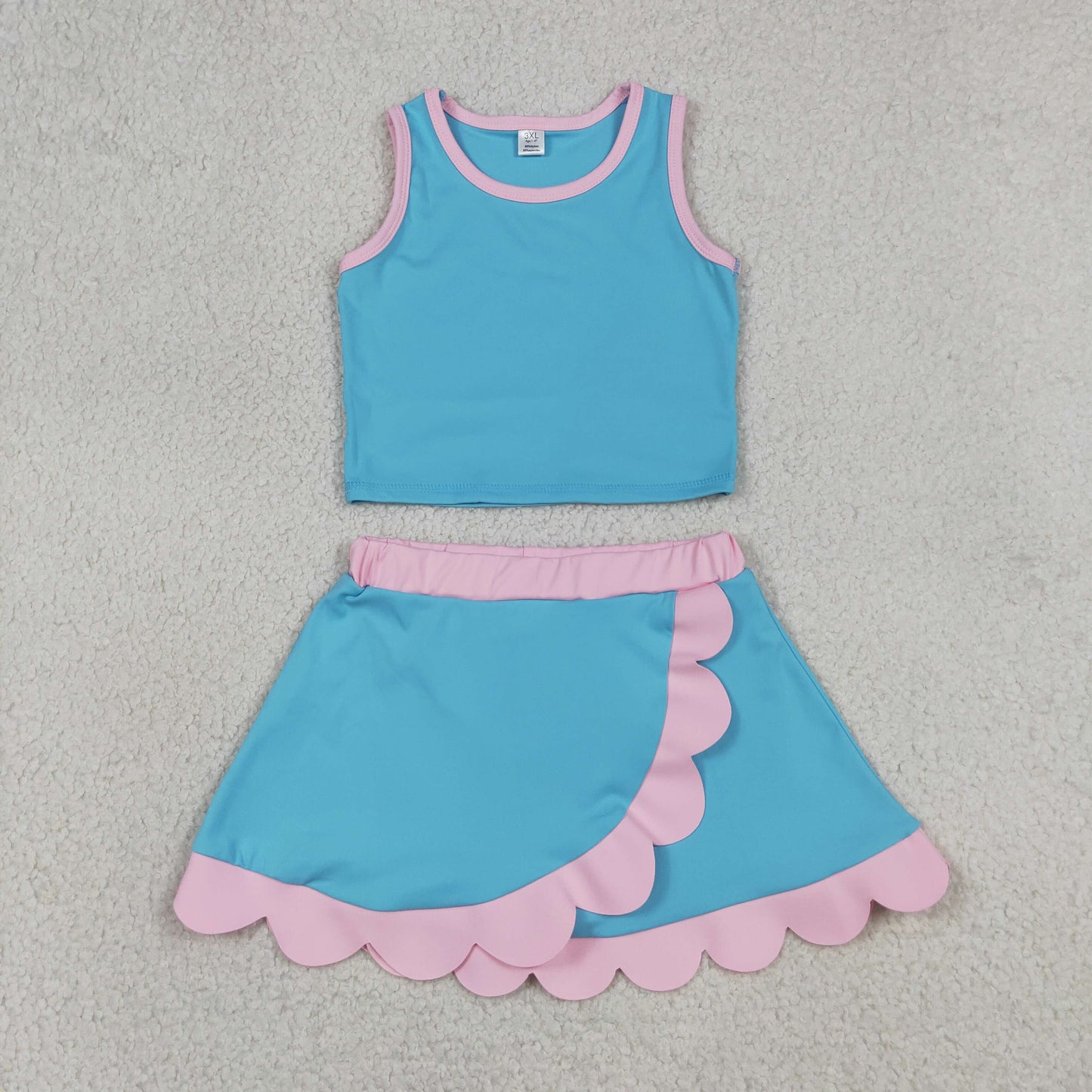 Sibling Baby Girls Sleeveless Tank With Scallop Skort Active Outfit