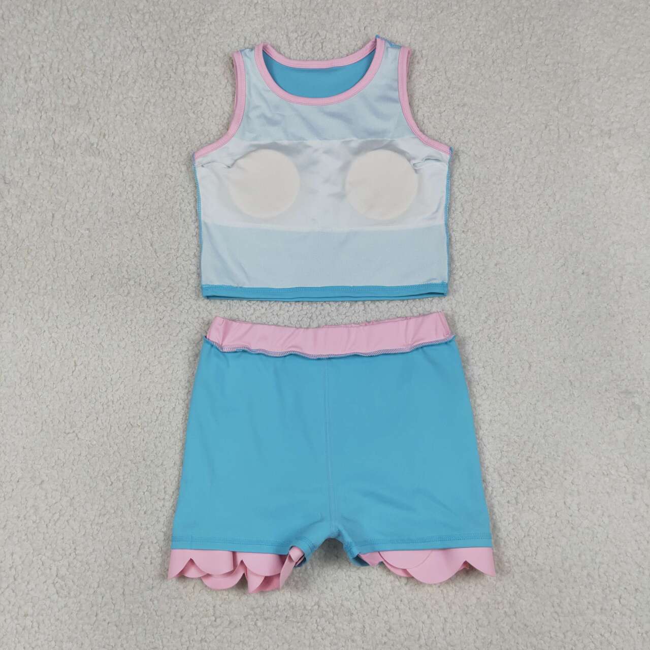 GSD4013 Blue & Pink Tank Top Scallop Edge Skort Girls Active Outfits