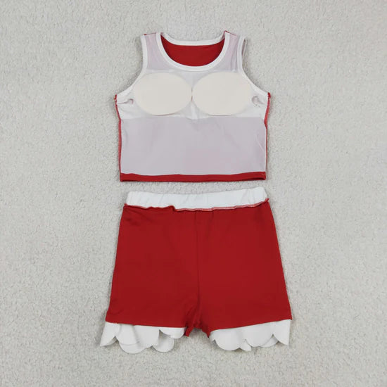 Sibling Baby Girls Sleeveless Vests Top Scallop Skirt Short Yoga Active Clothes Set