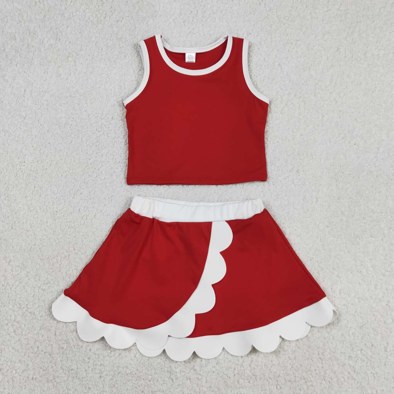 Sibling Baby Girls Sleeveless Tank With Scallop Skort Active Outfit