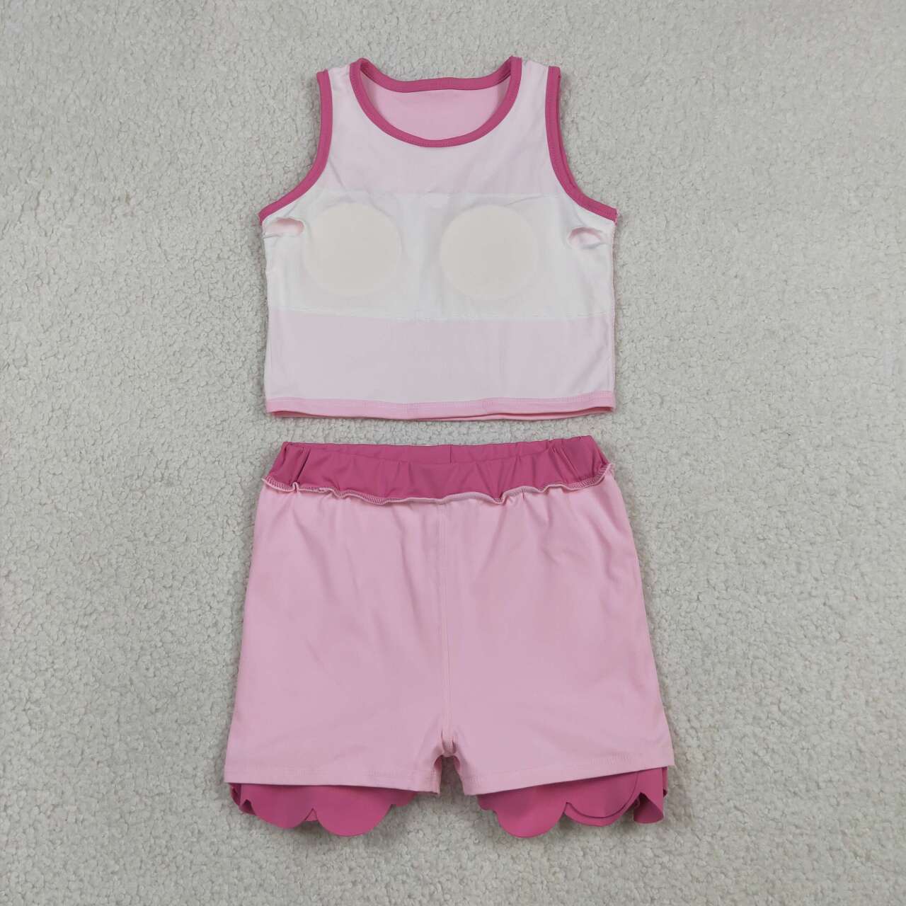 Toddler Girls Pink Scalloped Edge 2-Piece Set | Tank Top & Skort Active Outfit