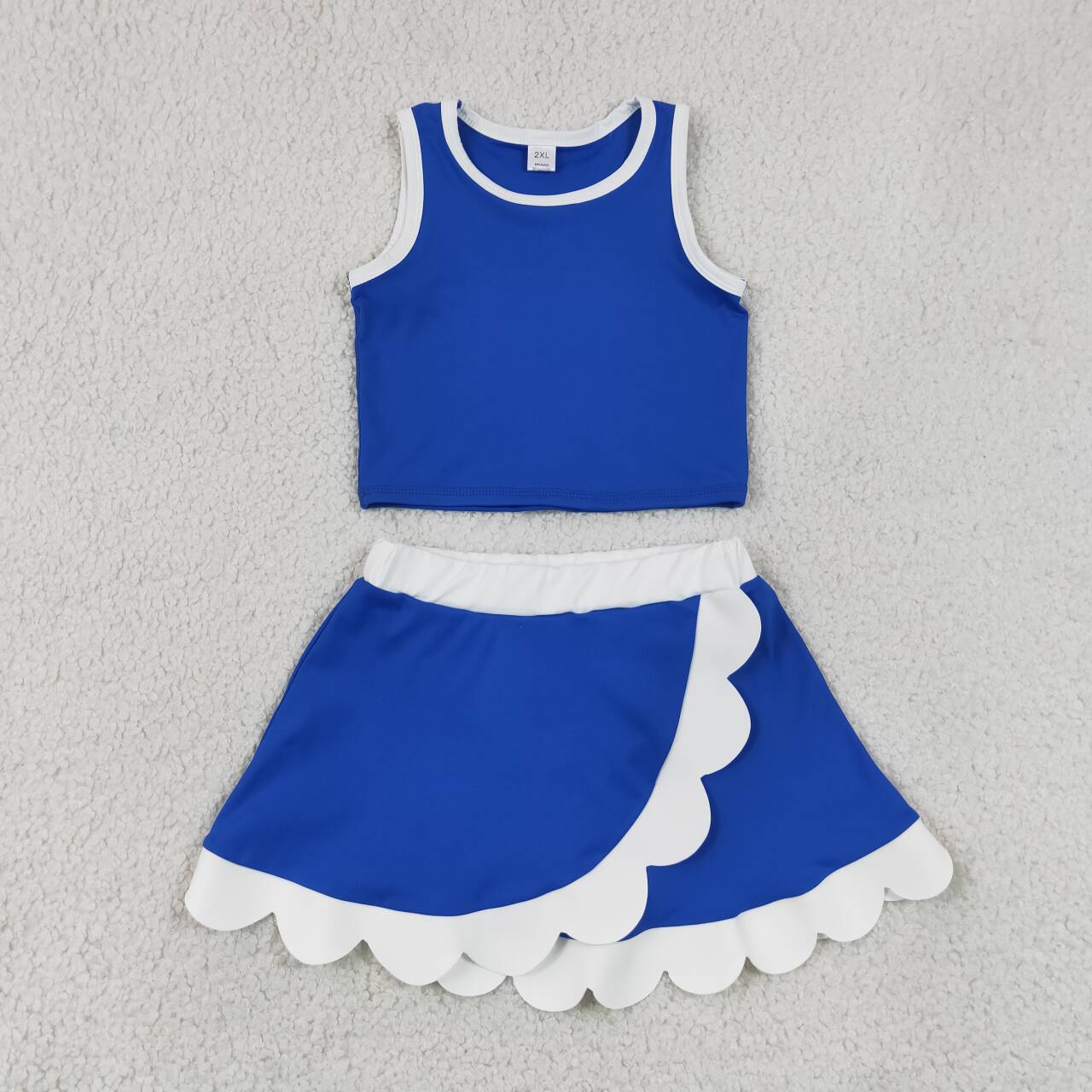 Sibling Baby Girls Sleeveless Tank With Scallop Skort Active Outfit