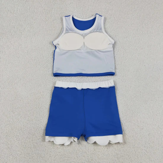 Sibling Baby Girls Sleeveless Vests Top Scallop Skirt Short Yoga Active Clothes Set